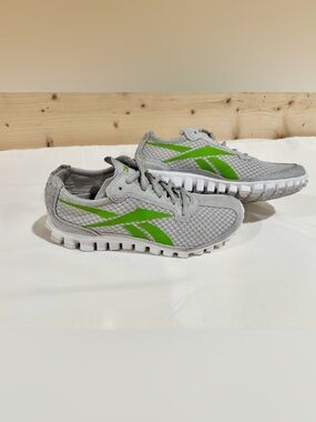 Reebok Light Gray Sneakers with Lime Green Logo